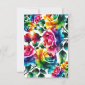 レインボーバラブラック&ホワイトフローラウェディングRSVP 出欠カード (裏面)