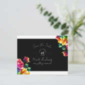 レインボーバラブラック&ホワイトフローラ保存日 案内ポストカード (スタンド正面)