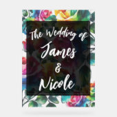 レインボーバラブラック&ホワイト鮮やかフローラ結婚ズ アクリルサイン (正面)