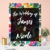 レインボーバラブラック&ホワイト鮮やかフローラ結婚ズ アクリルサイン (ウェディング)