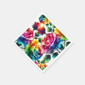 レインボーバラブラック&ホワイト鮮やかフローラ結婚ズ スタンダードカクテルナプキン (角)