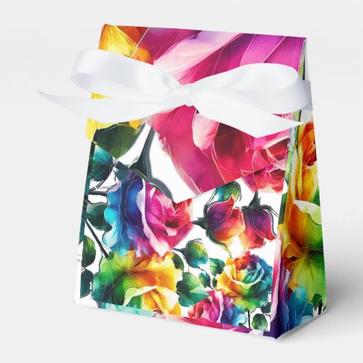 レインボーバラブラック&ホワイト鮮やかフローラ結婚ズ フェイバーボックス (正面サイド)