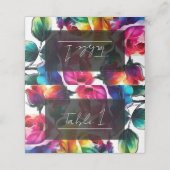 レインボーバラブラック&ホワイト鮮やかフローラ結婚ズ プレイスカード (外部開封)