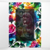 レインボーバラブラック&ホワイト鮮やかフローラ結婚ズ 三つ折り招待状 (内部中)