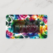 レインボーバラブラック&ホワイト鮮やかフローラ結婚ズ 名刺 (正面)