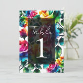 レインボーバラブラック&ホワイト鮮やかフローラ結婚ズ 招待状 (スタンド正面)