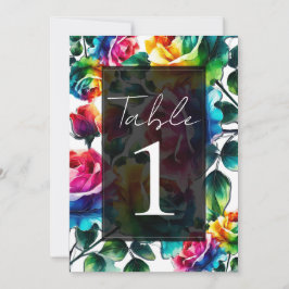 レインボーバラブラック&ホワイト鮮やかフローラ結婚ズ 招待状