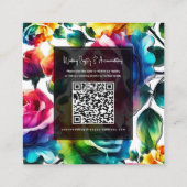 レインボーバラブラック&ホワイト鮮やかフローラ詳細 スクエア名刺 (裏面)