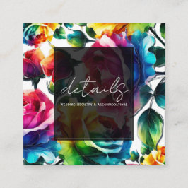 レインボーバラブラック&ホワイト鮮やかフローラ詳細 スクエア名刺