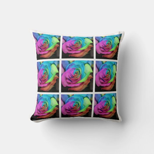 レインボーバラ枕 クッション (正面)