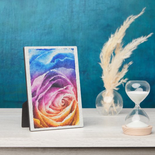 レインボーバラ水彩 フォトプラーク (側面)