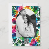 レインボーバラ白黒鮮やかフローラありがとう 招待状 (裏面)