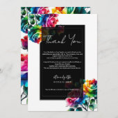 レインボーバラ白黒鮮やかフローラありがとう 招待状 (正面/裏面)