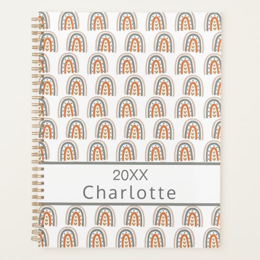 レインボーバラ金ゴールドグレーモノグラム名 プランナー手帳 (正面)