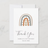 レインボーバラ金ゴールド灰色の白い誕生日 サンキューカード (正面)