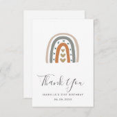 レインボーバラ金ゴールド灰色の白い誕生日 サンキューカード (正面/裏面)