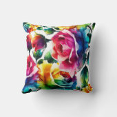 レインボーバラ鮮やかカラフルフローラ クッション (裏面)