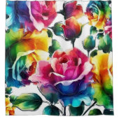 レインボーバラ鮮やかカラフルフローラ シャワーカーテン (正面)