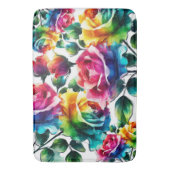 レインボーバラ鮮やかカラフルフローラ バスマット (正面縦)