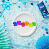 レインボーバラ ペーパープレート (パーティー)
