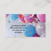 レインボーバルーンアーチアーティストバースデーパーティープランナー 名刺 (裏面)