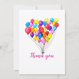 レインボーバルーンガール1stバースデーピンクありがとう 招待状