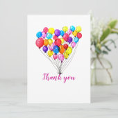 レインボーバルーンガール1stバースデーピンクありがとう 招待状 (スタンド正面)