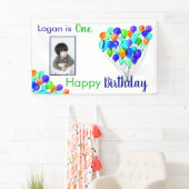 レインボーバルーンボーイ1stバースデーフォトブルーグリーン 横断幕 (インサイチュ)