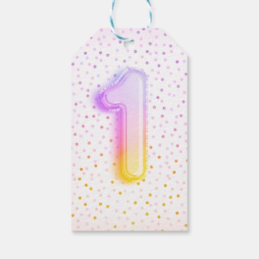 レインボーバルーンレター第1誕生日 ギフトタグ (裏面)