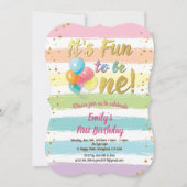 レインボーバルーン最初の誕生日パーティー 招待状 (正面)