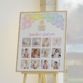 レインボーバルーン誕生日フォトマイルストーンサイン ポスター