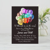 レインボーバルーン赤ちゃんシャワー招待状 招待状 (スタンド正面)