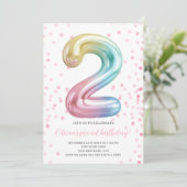 レインボーバルーン2ndバースデーガールパーティー番号 招待状 (スタンド正面)