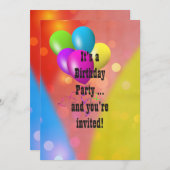 レインボーバルーン《写真》ぼけ味招待状 招待状 (正面/裏面)