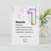 レインボーバルーン 1歳 クリスマス 誕生日 招待状 (スタンド正面)