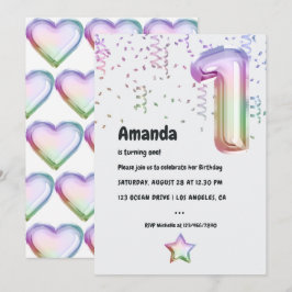 レインボーバルーン 1歳 クリスマス 誕生日 招待状