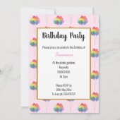 レインボーバルーンPINK MULTIPLE誕生日 招待状 (正面)