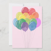 レインボーバルーンPINK MULTIPLE誕生日 招待状 (裏面)