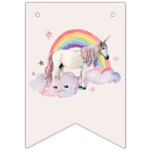 レインボーバルーンUnicornピンク誕生日パーティーガール バンティングフラッグ (第1の旗)