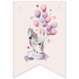 レインボーバルーンUnicornピンク誕生日パーティーガール バンティングフラッグ