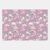 レインボーバルーンUnicornピンク誕生日パーティーガール ラッピングペーパーシート (正面2)