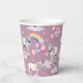 レインボーバルーンUnicornピンク誕生日パーティーガール 紙コップ (裏面)