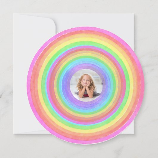 レインボーバレリナ2ガーリー光ユニコーン誕生日 招待状 (裏面)