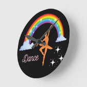 レインボーバレリーナダンス ラウンド壁時計 (傾斜)
