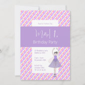 レインボーバレリーナフェアリーパープルガールズ1st誕生日 招待状 (正面)