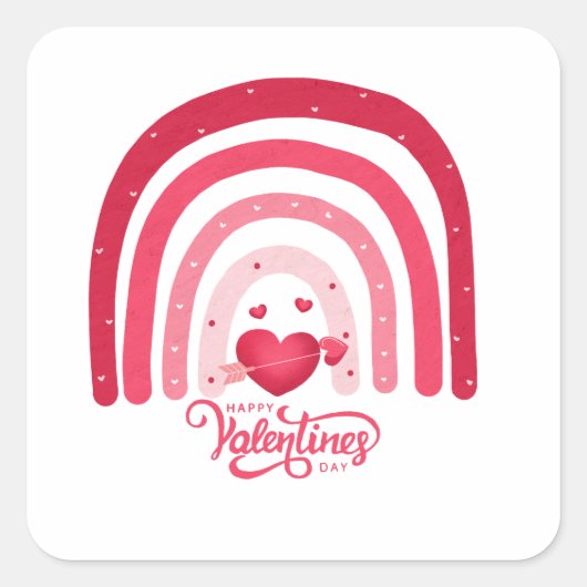 レインボーバレンタインデー スクエアシール (正面)