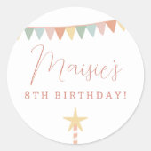 レインボーバンティング&スターキャンドルバースデーパーティー ラウンドシール (正面)