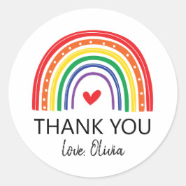 レインボーバースデーパーティーありがとうございますお願いステッカー ラウンドシール
