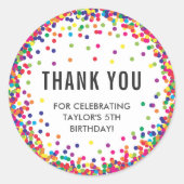 レインボーバースデーパーティーありがとうステッカー ラウンドシール (正面)