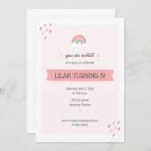 レインボーバースデーパーティーの招待 招待状 (正面/裏面)